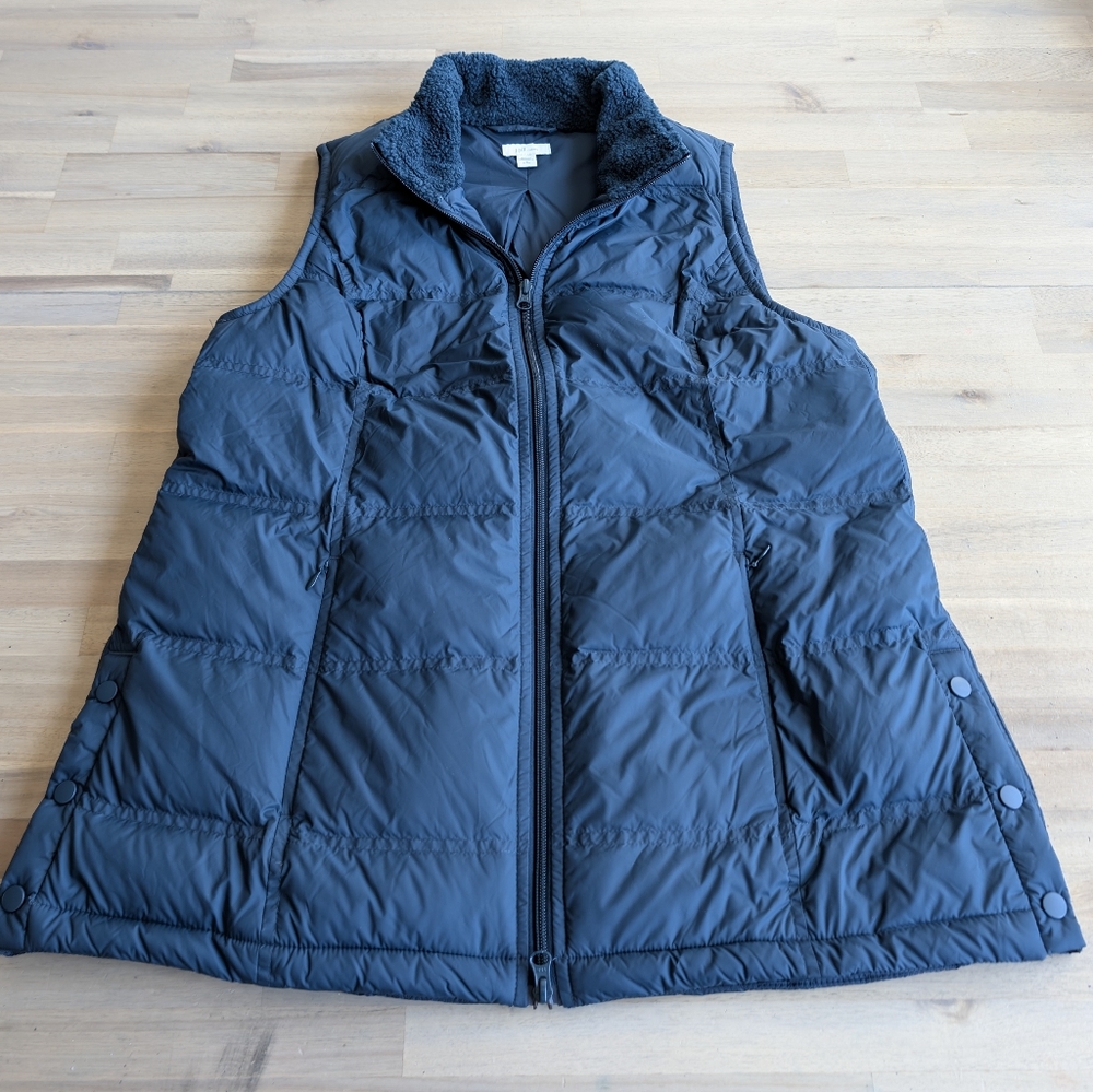 J. Jill Goose Down Puffer Tunic Vest Women's Medium Petite Teal Quilted